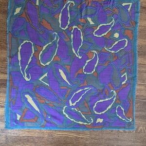Vintage Purple and Teal Abstract Scarf Japan